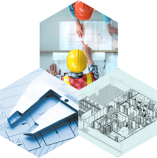 Services Graphic 2 Hexagon shaped photos of cleanroom construction