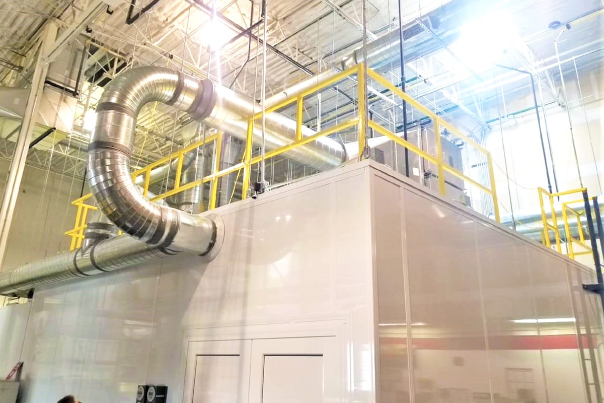 Photo of air ducts system of modular cleanroom